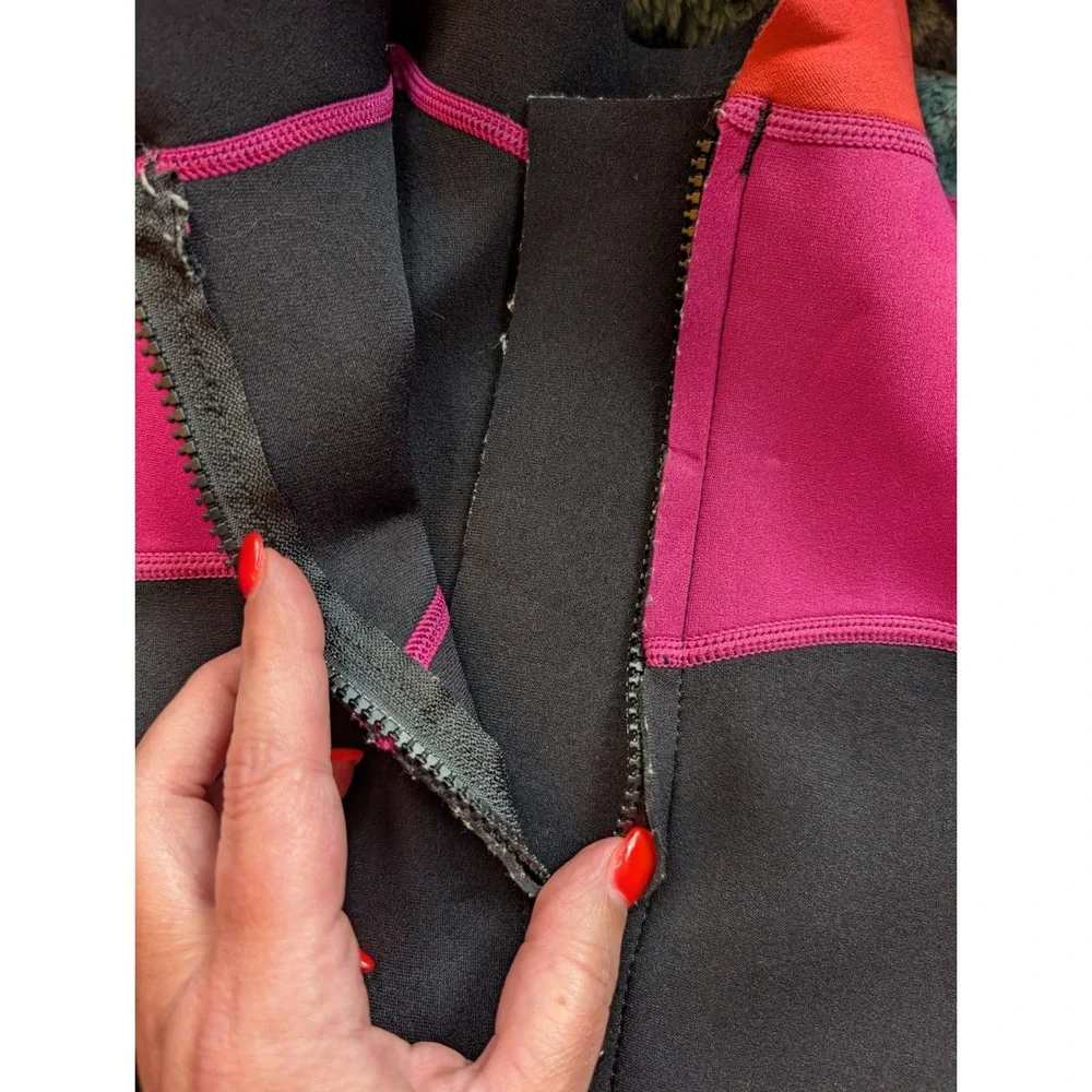 Lemorecn Kids Wetsuit Top Long Sleeve Neoprene Zip Front Colorblock Pink Size 6